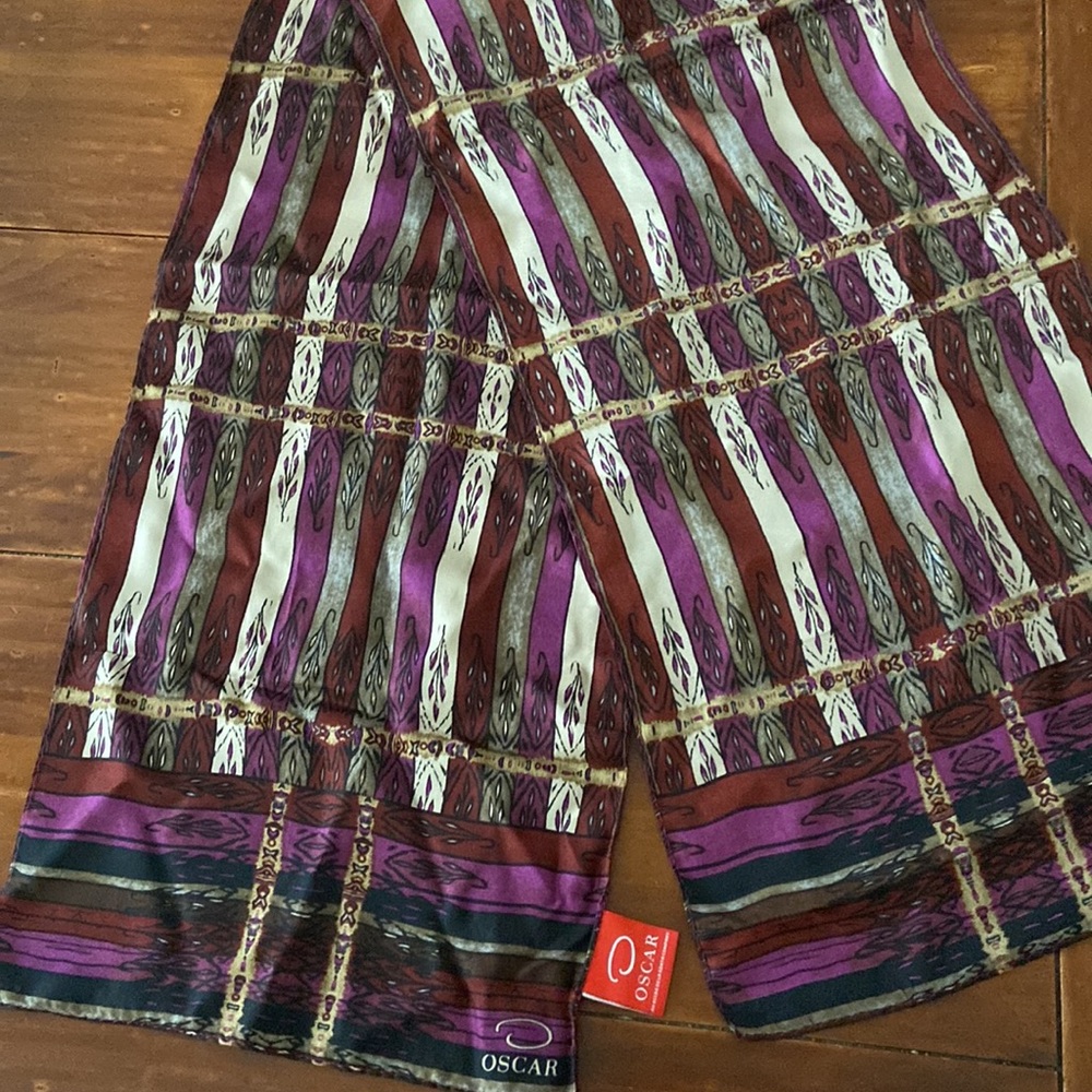Vintage Silk Oscar an Oscar DeLa Renta Company Striped Rectangle Scarf
